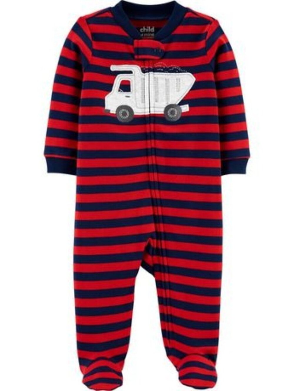 Carter's Child of Mine Baby Boy 1 Piece Red Blue Stripe Truck Play Sleep Size P